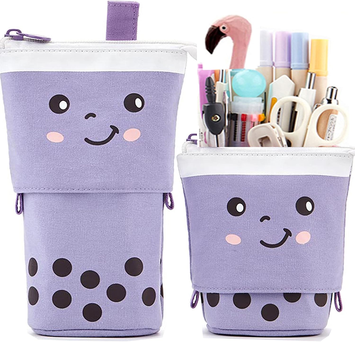 Telescopic pencil bag pen holder pop up stationery case, stand-up retractable transformer bag standing organizer, great for Christmas holiday new year office bag