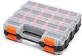 Double Side Tools Organizer, Customizable Removable Plastic Dividers, Hardware Box Storage, Excellent for Screws,Nuts,Small Parts, 34-Compartment, Black/Orange,12.6"L x 10.6"W x 3.2"H