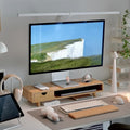 Bamboo Monitor Stand Riser with Drawer | Ergonomic Computer Riser for Desk with Cable Management & Storage Organizer, Wood Monitor Stand for Home Office
