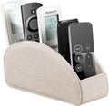 PU leather TV remote control holder/caddy for table with 5 compartments | desk organizer and decorations for living room, bedside storage for controller, makeup brush, pen, office stationery, art supplies