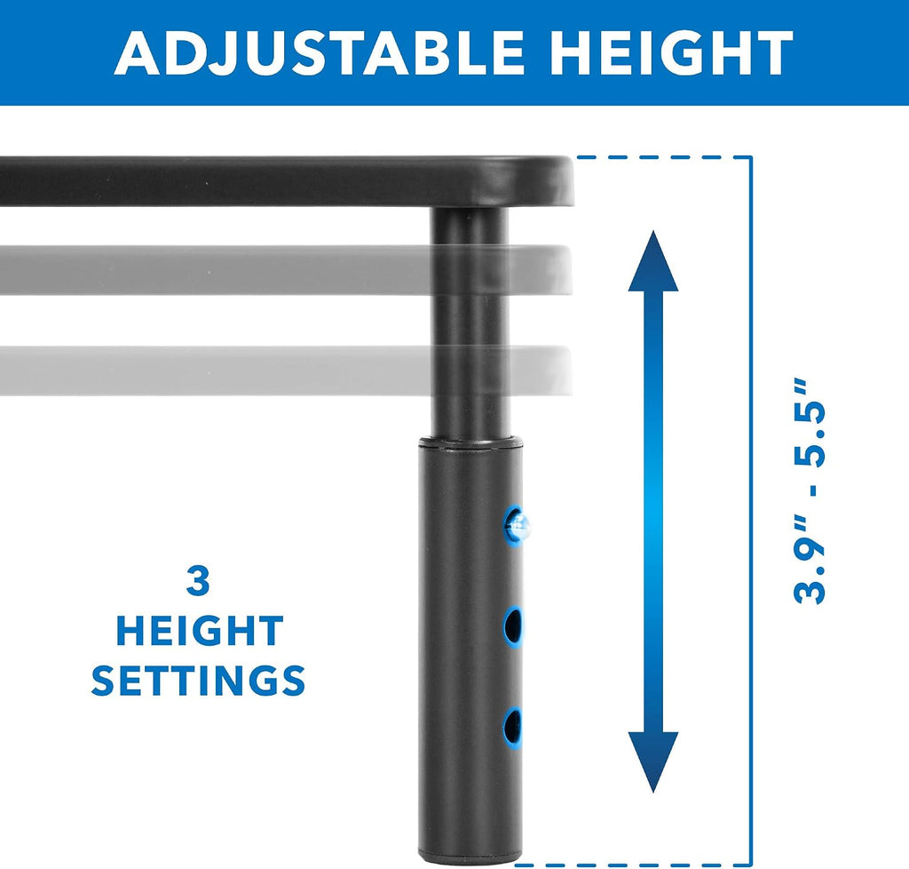 Mount-It! Height Adjustable Single Monitor Riser | Metal Mesh Computer Screen Platform | Desktop Riser for Laptop, Monitor, and Printer | 44lbs Capacity (Black) - view 7