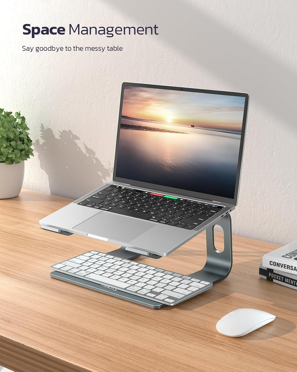 Full Aluminum Laptop Stand, Stable Support to 22 lbs, Open Cooling | Detachable for Portable Storage, Easy Setup, Saves Desk Space, Compatible with 10-16 Inch Laptops, Office Desk Accessories - view 7