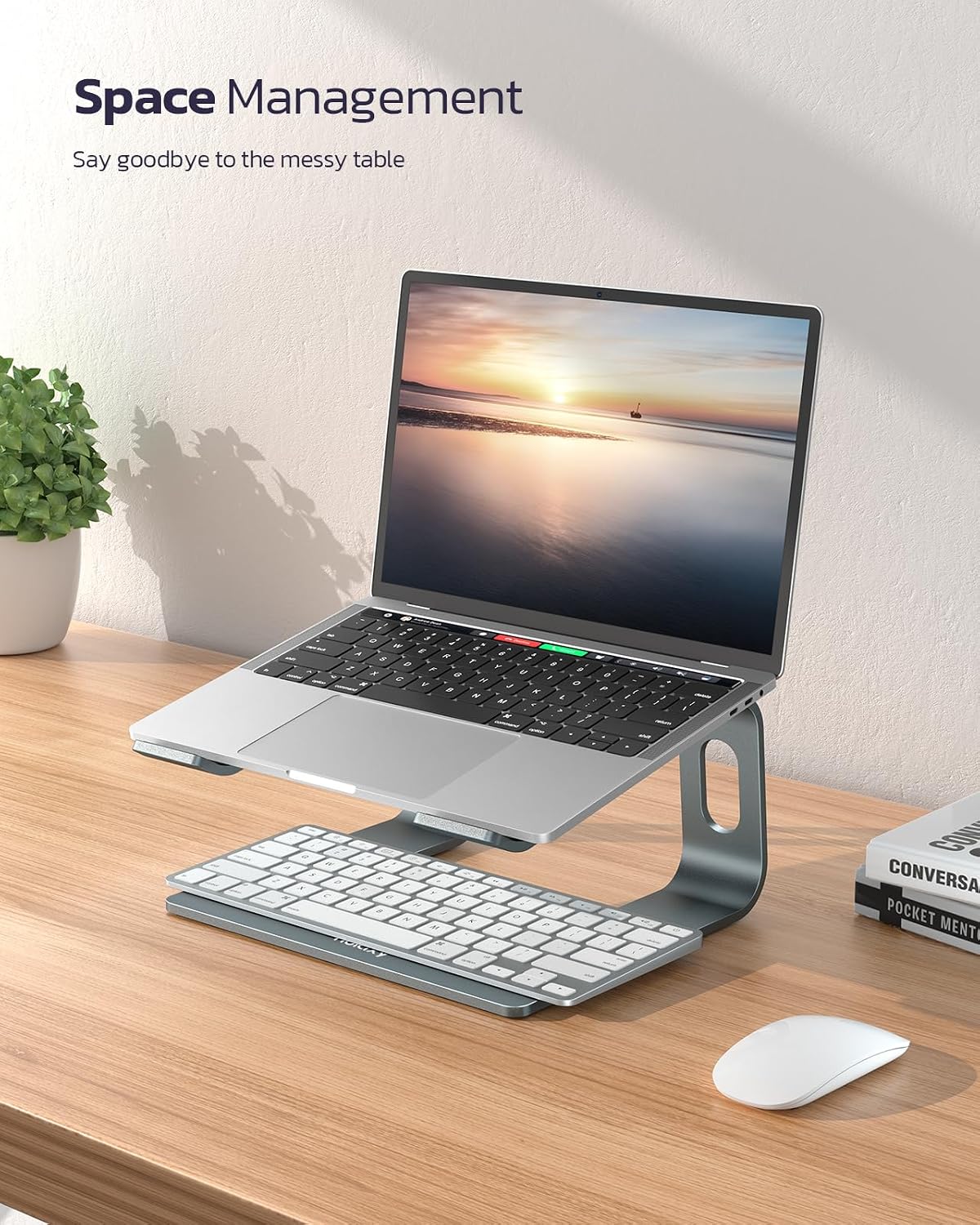 Full Aluminum Laptop Stand, Stable Support to 22 lbs, Open Cooling | Detachable for Portable Storage, Easy Setup, Saves Desk Space, Compatible with 10-16 Inch Laptops, Office Desk Accessories - view 7