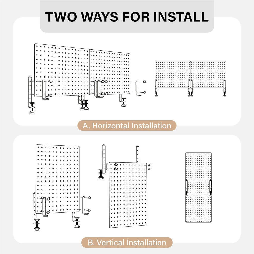 32 x 12 Inch Clamp On Desk Pegboard Complete Kit | No Drill Metal Privacy Panel and Organizer with Accessories for Home Office, Gaming Setup, Cables and Supplies - view 3