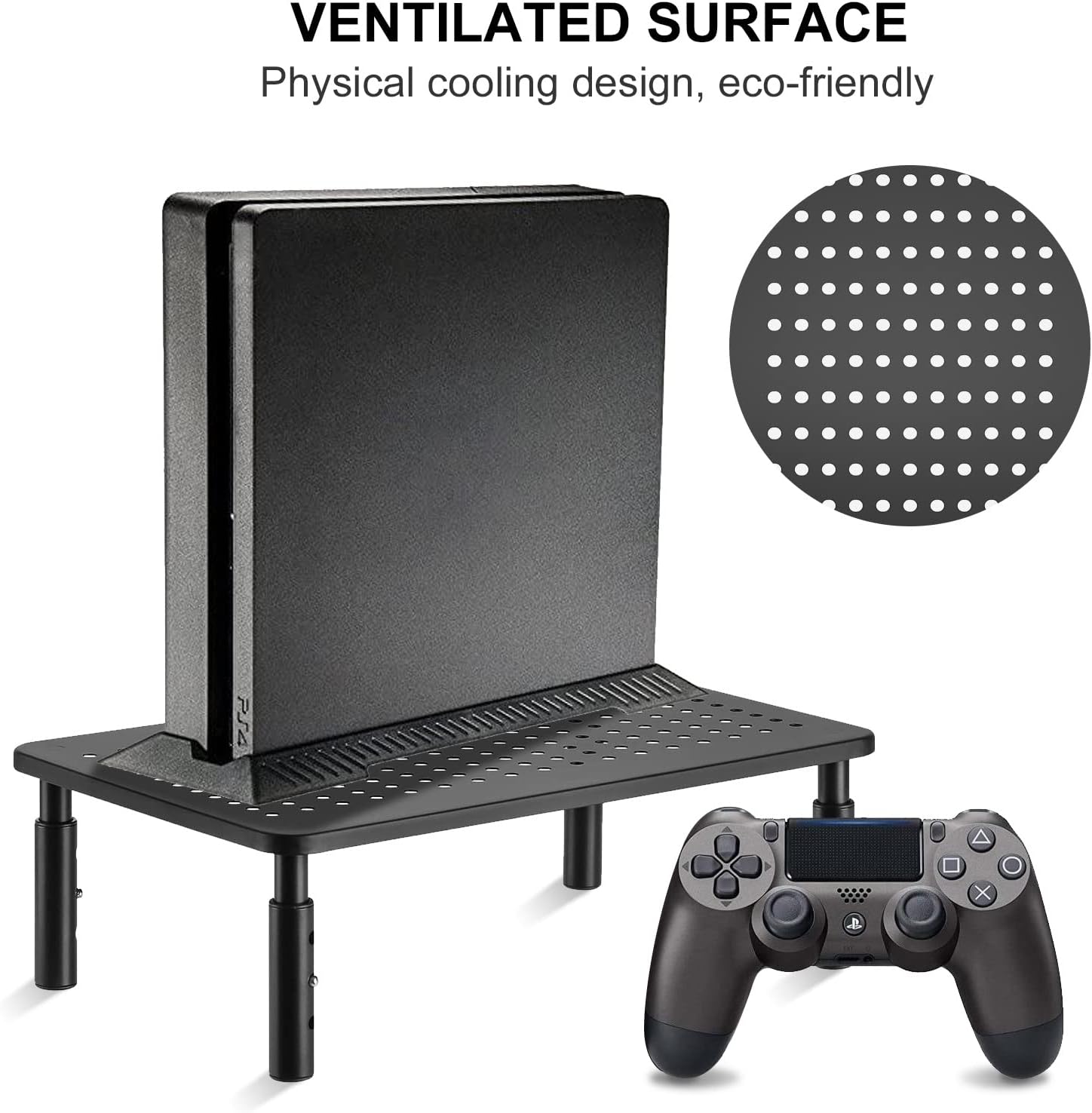 Computer Monitor Stand Riser,Monitor Riser for Laptop, Printer, Notebook and All Flat Screen TV Display with Vented Platform,3 Height Adjustable Laptop Riser,1 Pack,Black(MST003) - view 3