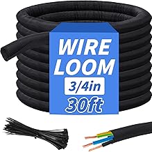 30ft - 3/4in Split Braided Sleeve Cable Management, Self-Wrapping
