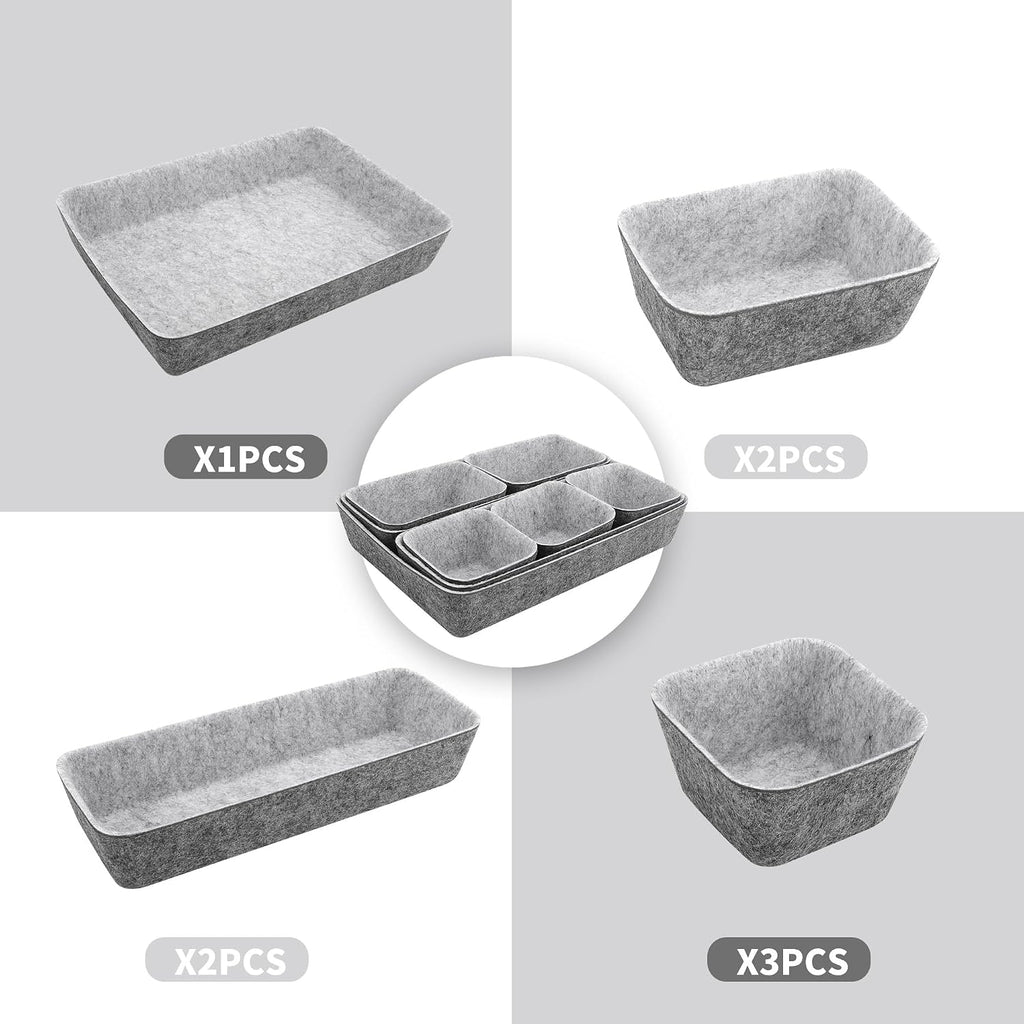 8pcs Drawer Organizers, Separators, Storage Box,Felt Storage Bins Inserts Tool Containers Toy Basket Shelf Cubes Foldable Drawer Dividers Desk Organisers -Grey Matching - view 3