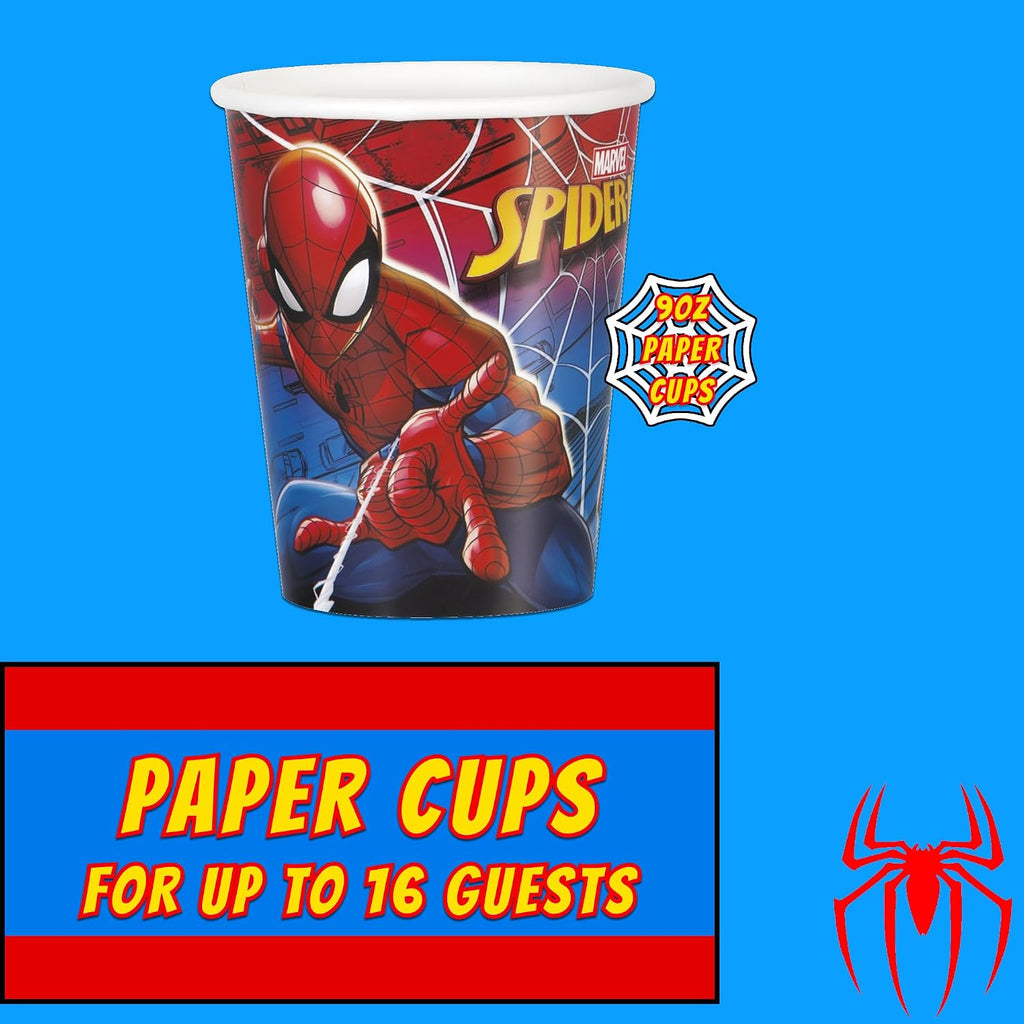 Spider-Man Party Supplies | Deluxe Tableware Party Kit | Serves 16 | Officially Licensed | Plates, Napkins, Cups, Table Cover, and Banner | Birthday Decor For Kids, Quick Setup - view 6
