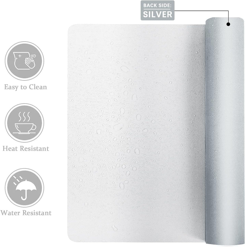 Double-Sided PU Leather Desk Pad - Non-Slip Large Mouse Pad & Desk Mat for Office, Home - Waterproof, Easy to Clean, Durable Dual-Sided Surface (23.6"x13.7", White) - view 2