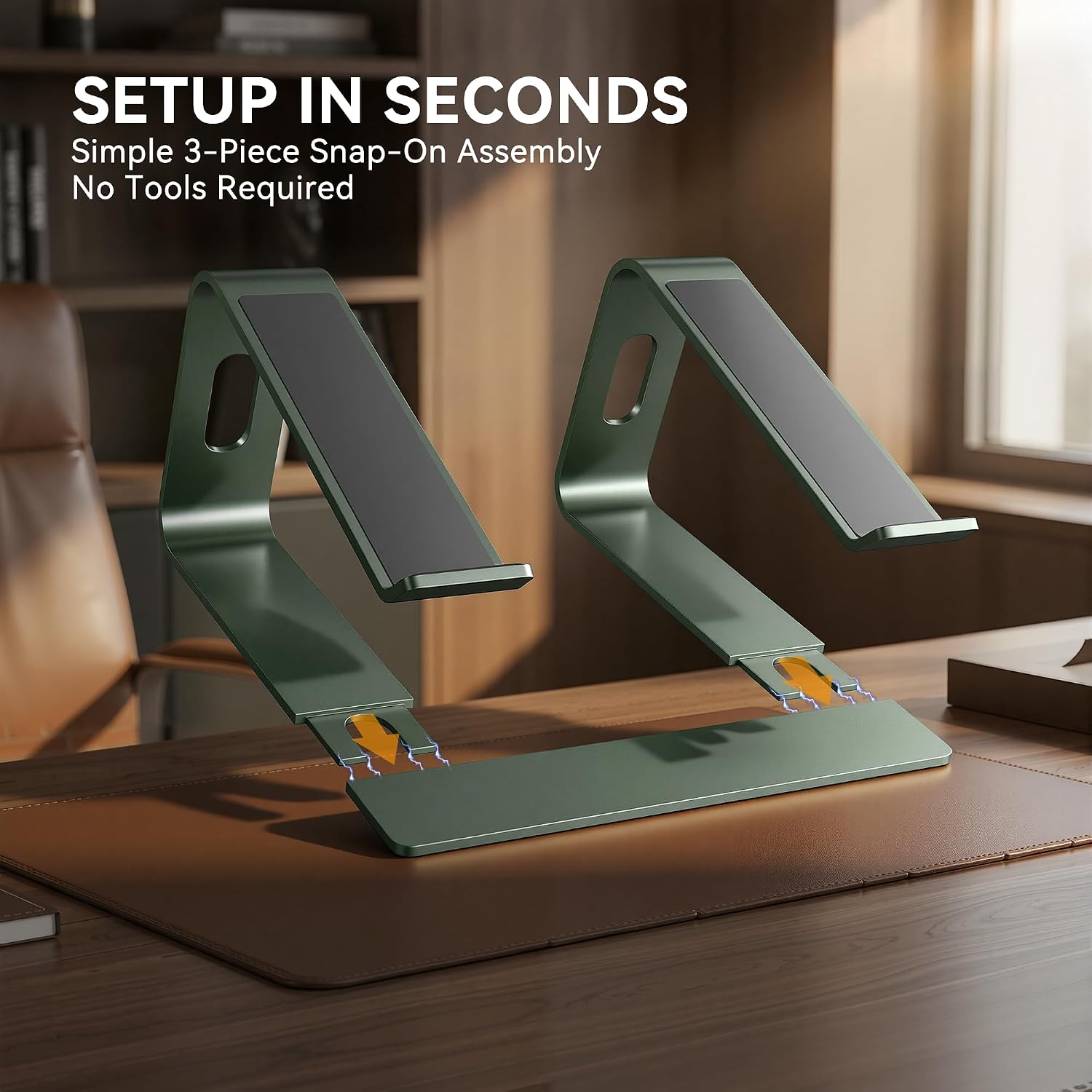 Laptop Stand, Aluminum Computer Riser, Ergonomic Laptops Elevator for Desk, Metal Holder Compatible with 10 to 15.6 Inches Notebook Computer, Green - view 6