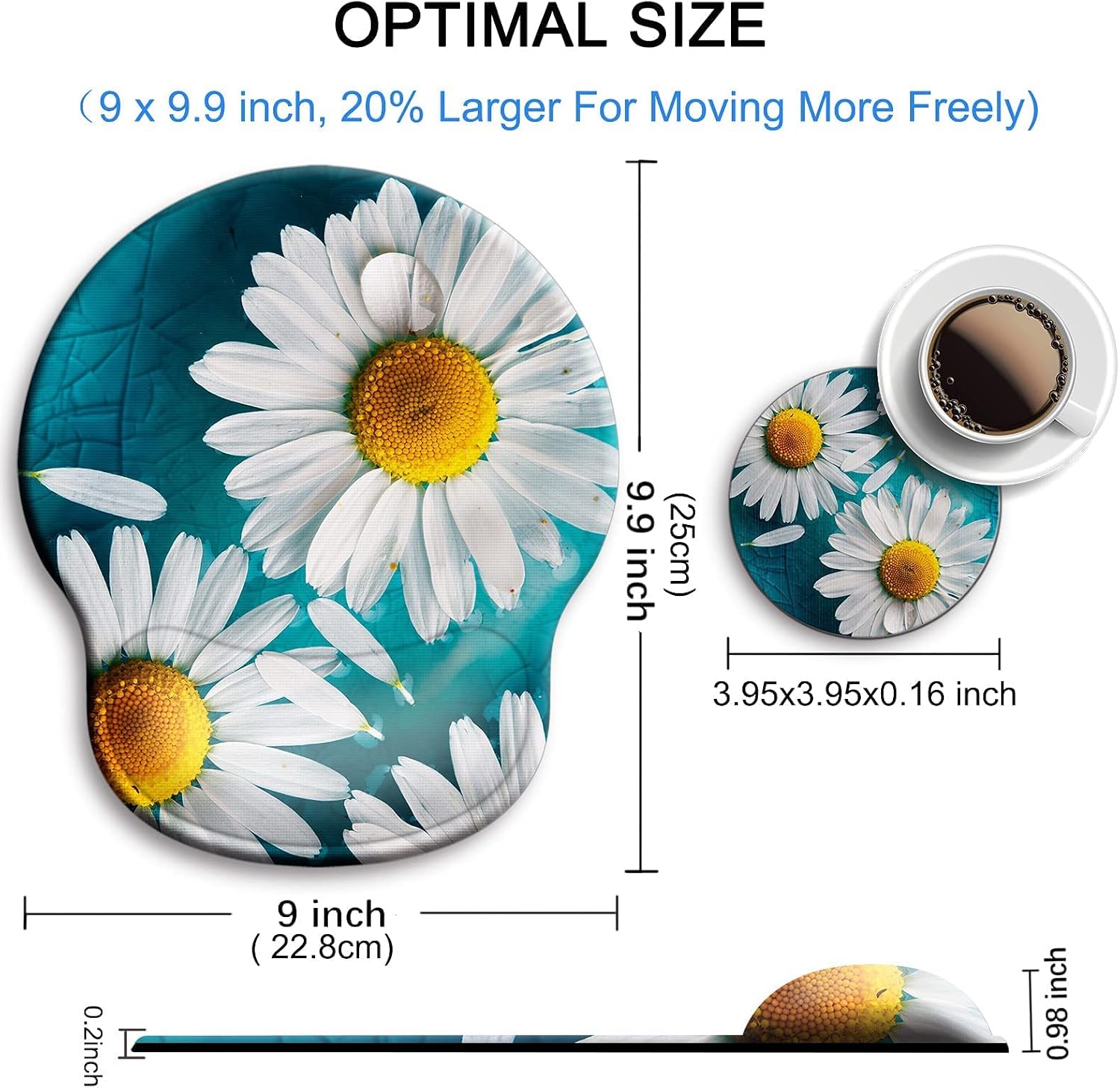 Ergonomic mouse pad with wrist rest support, gel mouse pads for desk | big mousepad with coaster non-slip & pain relief for computer, home & office desk decor - view 4