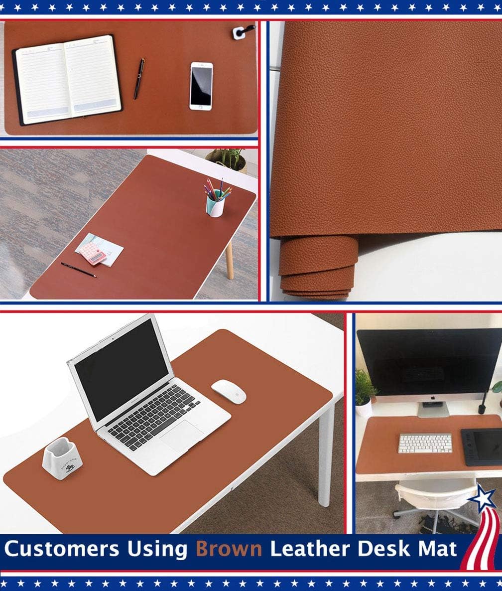24 X 36 Inch Multifunctional Office Felt Desk Pad Desk Cover Leather Mat Blotters Table Protector on Top of Desks Large Laptop Computer Gaming Keyboard Mouse Pad Organizer for Women Waterproof Black - view 4