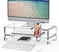 Acrylic Monitor Stand Riser Clear Laptop Stand 2-Tier L16 xW7.5 xH4.7 | Computer Monitor Stand Laptop Riser with Storage, Compatible with All Notebooks and Monitors, Desk Organizer for Home Office