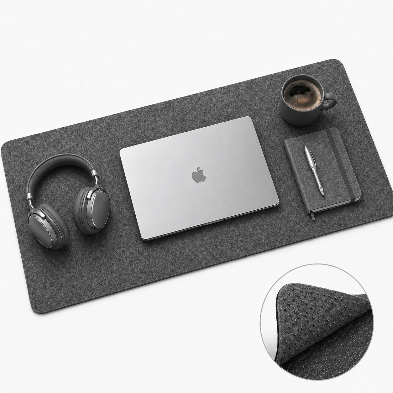 Premium Reversible Felt Desk Mat | Computer Pad for Keyboard & Mouse | Office & Home Workspace Protector (Light Gray, 36Inx12In)