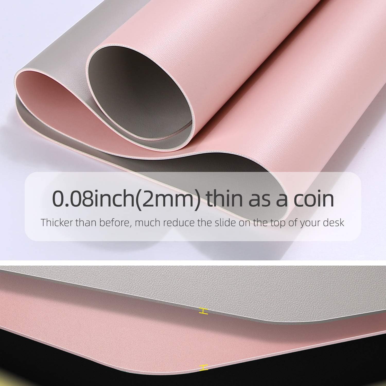 Dual-Sided Desk Pad Protector, Desk Mat with Non-Slip - Waterproof PU Leather Office Desk Blotter for Mouse, Keyboard, Writing,31.5" x 15.7",Pink - view 5