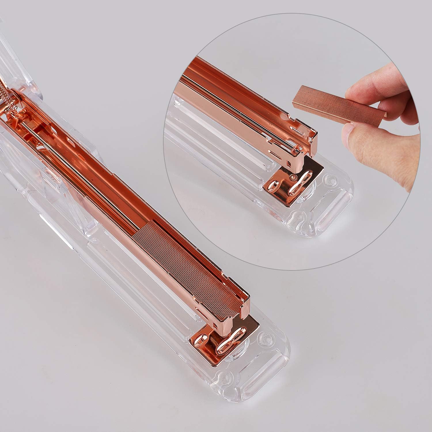 Rosegold Desk Accessory Kit,Set of Stapler, Staple Remover,1000pcs Staples,Tape Dispenser,Big Diamond Ballpoint Pen and 10pcs Binder Clips - view 4
