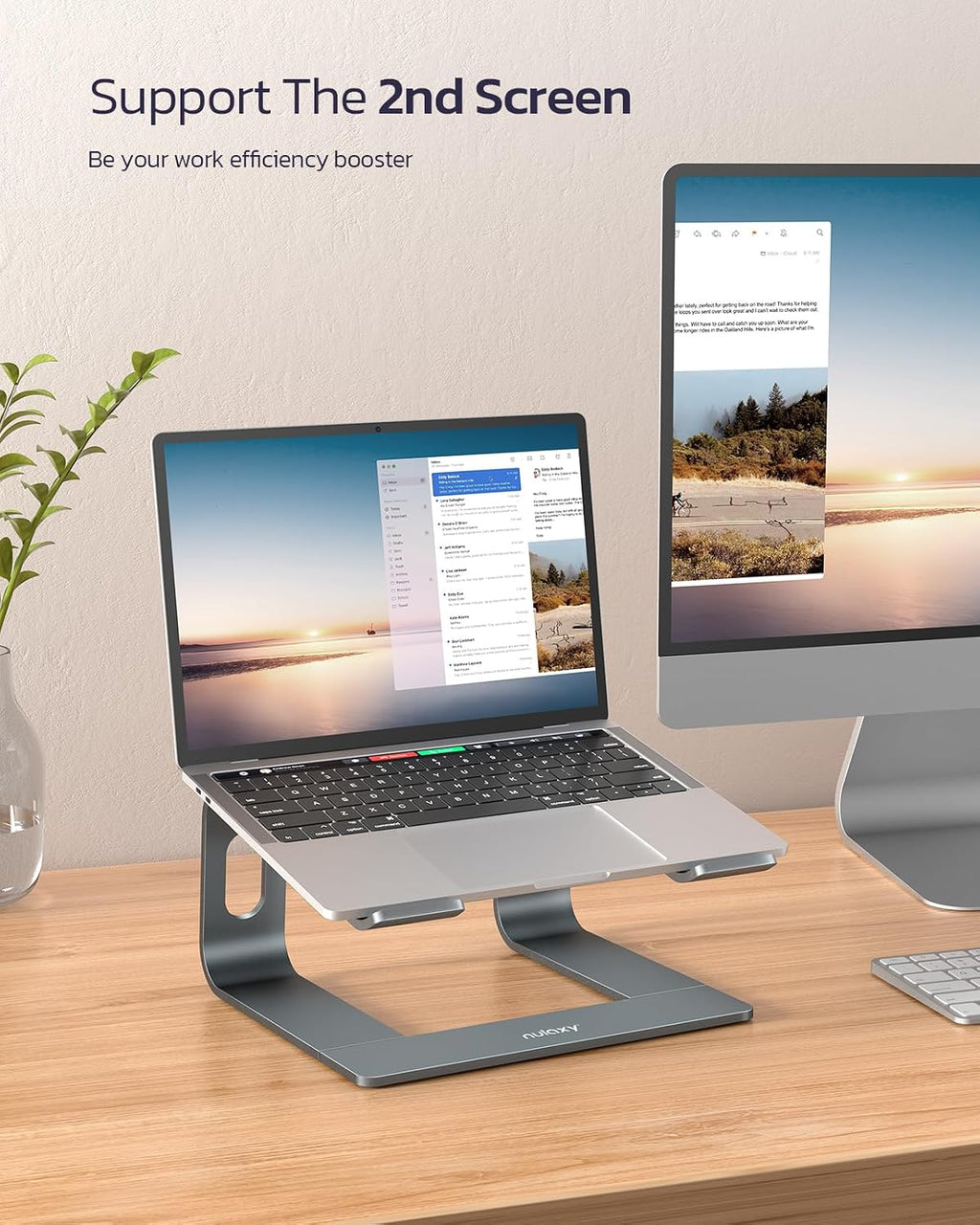 Full Aluminum Laptop Stand, Stable Support to 22 lbs, Open Cooling | Detachable for Portable Storage, Easy Setup, Saves Desk Space, Compatible with 10-16 Inch Laptops, Office Desk Accessories - view 8