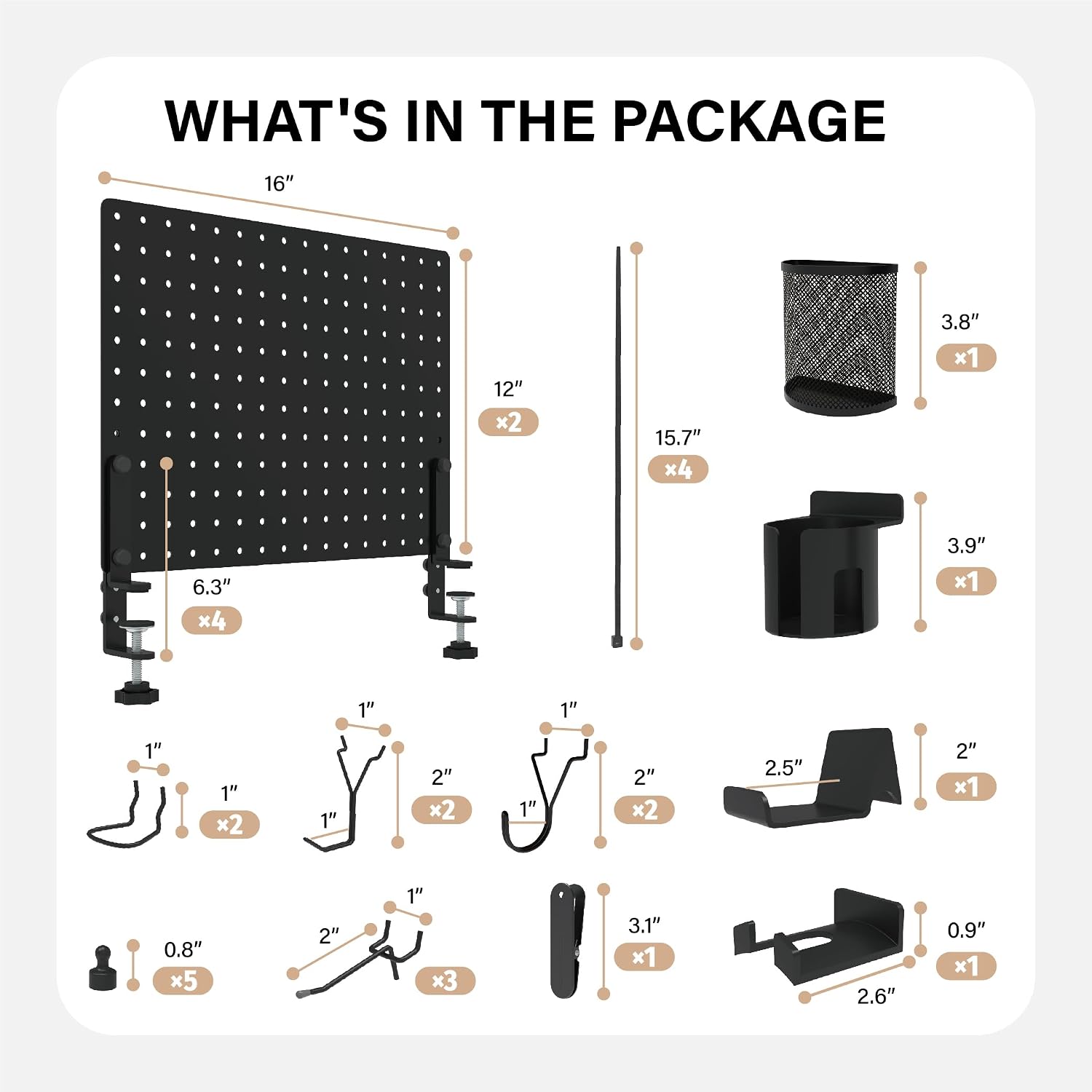 32 x 12 Inch Clamp On Desk Pegboard Complete Kit | No Drill Metal Privacy Panel and Organizer with Accessories for Home Office, Gaming Setup, Cables and Supplies - view 2