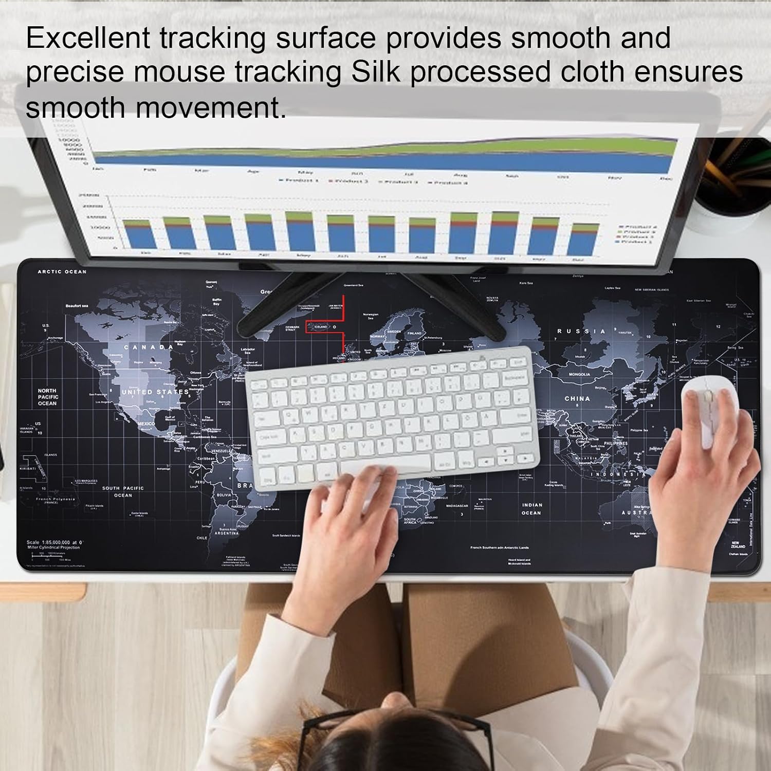 XXL professional large mouse pad & computer game mouse mat (35.4x15.7x0.1IN, map) (90 * 40 map) - view 6
