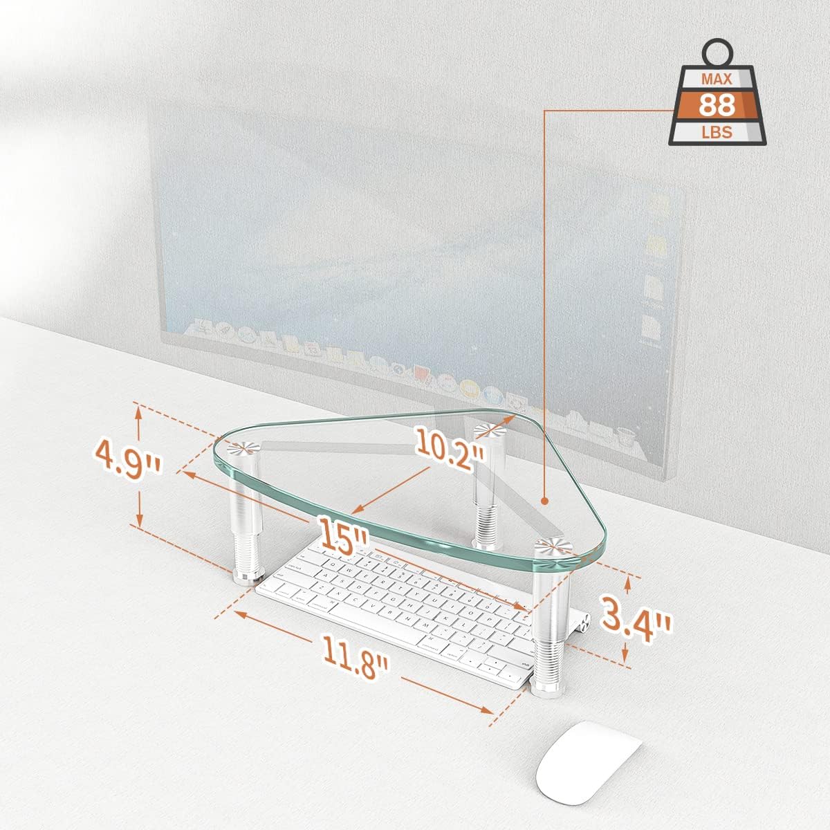 2 Pack Computer Monitor Riser | Triangle Desktop Universal Corner Stand for Computer Monitor & Laptop HD01T-203 - view 6