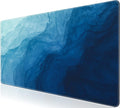 Blue Desk Mat Gaming Mouse Pad 35.4x15.7in XXL Large Mouse Pad | Abstract Non-Slip Rubber Base Keyboard Pad Waterproof Blue Desktop Mat for Laptop Computer Work Game Home Office
