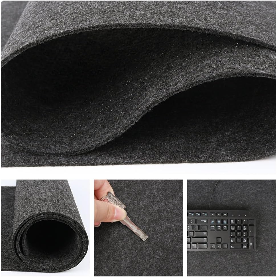 Large felt desk mat, 40''x16'' full keyboard and mouse pad | non-slip computer desk mat for desktop, felt desk pad protector for office and home, dark grey - view 7