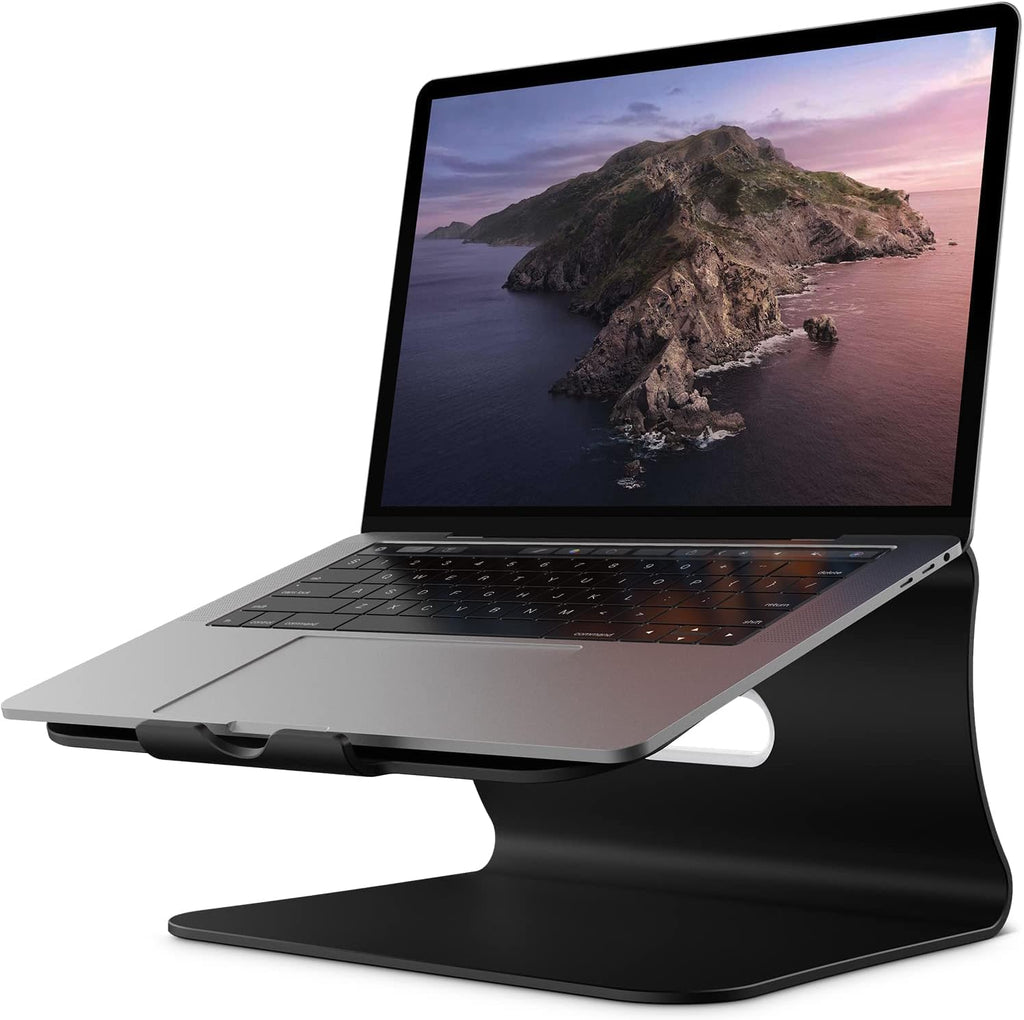 Laptop stand, aluminum notebook holder riser heat-vent for 11-16 inches notebook (black)