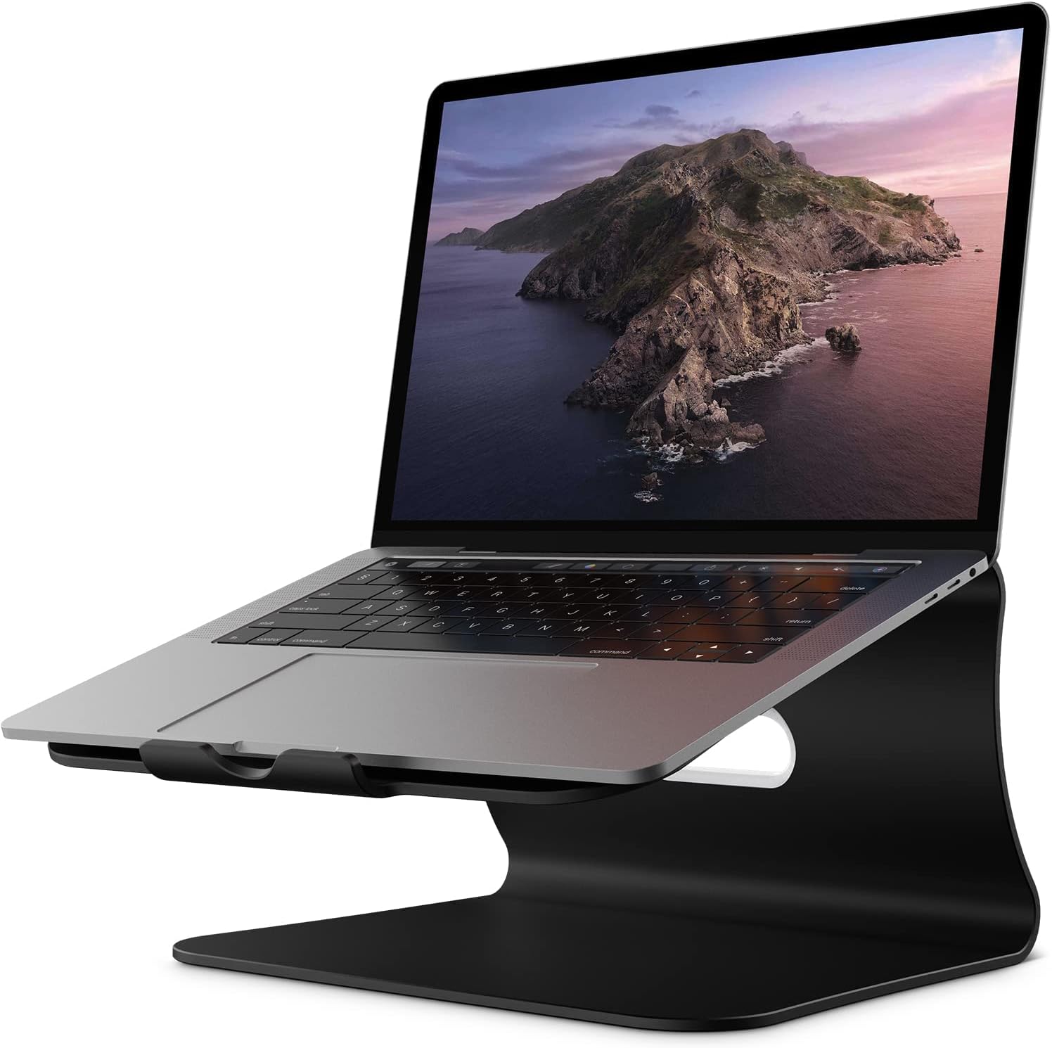 Laptop stand, aluminum notebook holder riser heat-vent for 11-16 inches notebook (black)