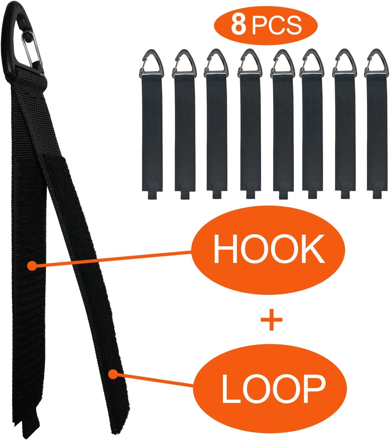 Extension Cord Organizer Garage Organization with Carabiner 8 Pack | 16-Inch straps, Holds Up to 50 lbs, Hose holder, Carabiner Clip, Heavy Duty, For House, For Yard, For Storage, For Workshop - view 5
