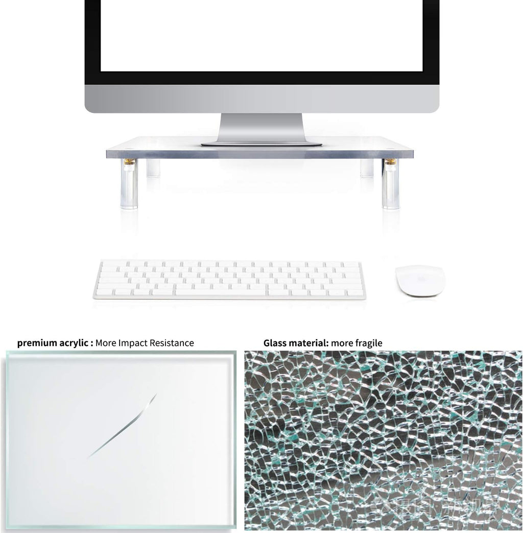 20x7.5 Acrylic Monitor Stand Riser, Clear Computer Stand for Laptop, iMac, Pc, Printer, Desktop Ergonomic,Desk Riser Work from Home Accessories Office Supplies Platform Save Space - view 4