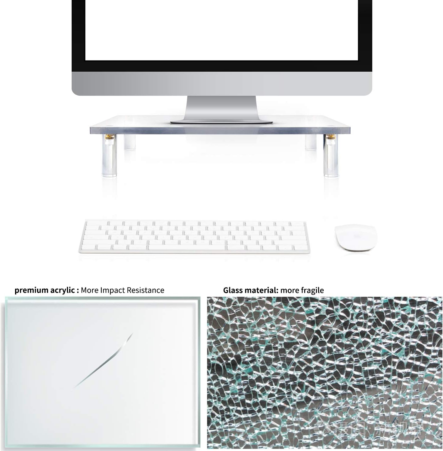 20x7.5 Acrylic Monitor Stand Riser, Clear Computer Stand for Laptop, iMac, Pc, Printer, Desktop Ergonomic,Desk Riser Work from Home Accessories Office Supplies Platform Save Space - view 4