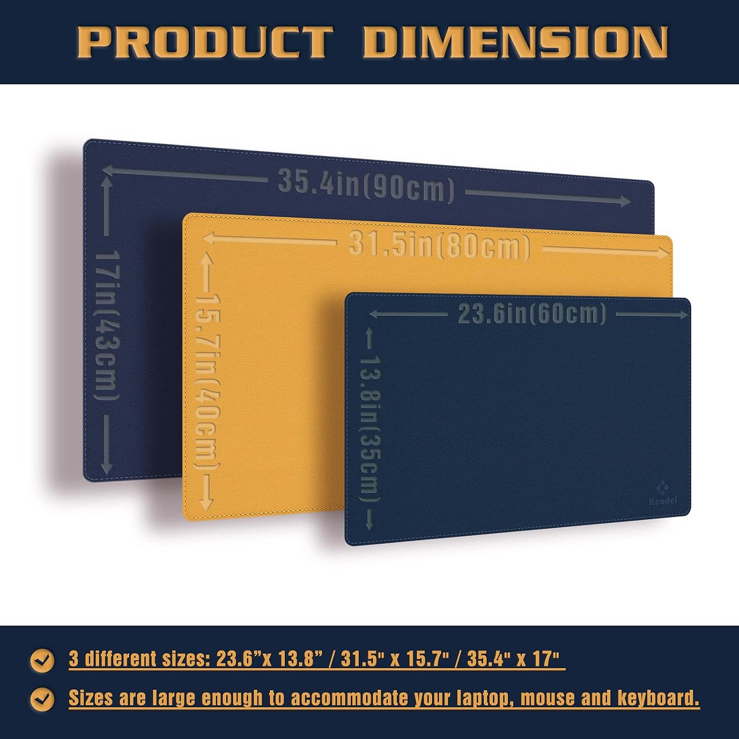 Large Sewing Leather Desk Mat, Desk Pad (Dark Blue, 31.5" x 15.7") | Mouse and Keyboard Pad, PVC Computer and Laptop Mat, Desktop Protector and Cover, Writing Pad and Blotter for Home Office - view 2