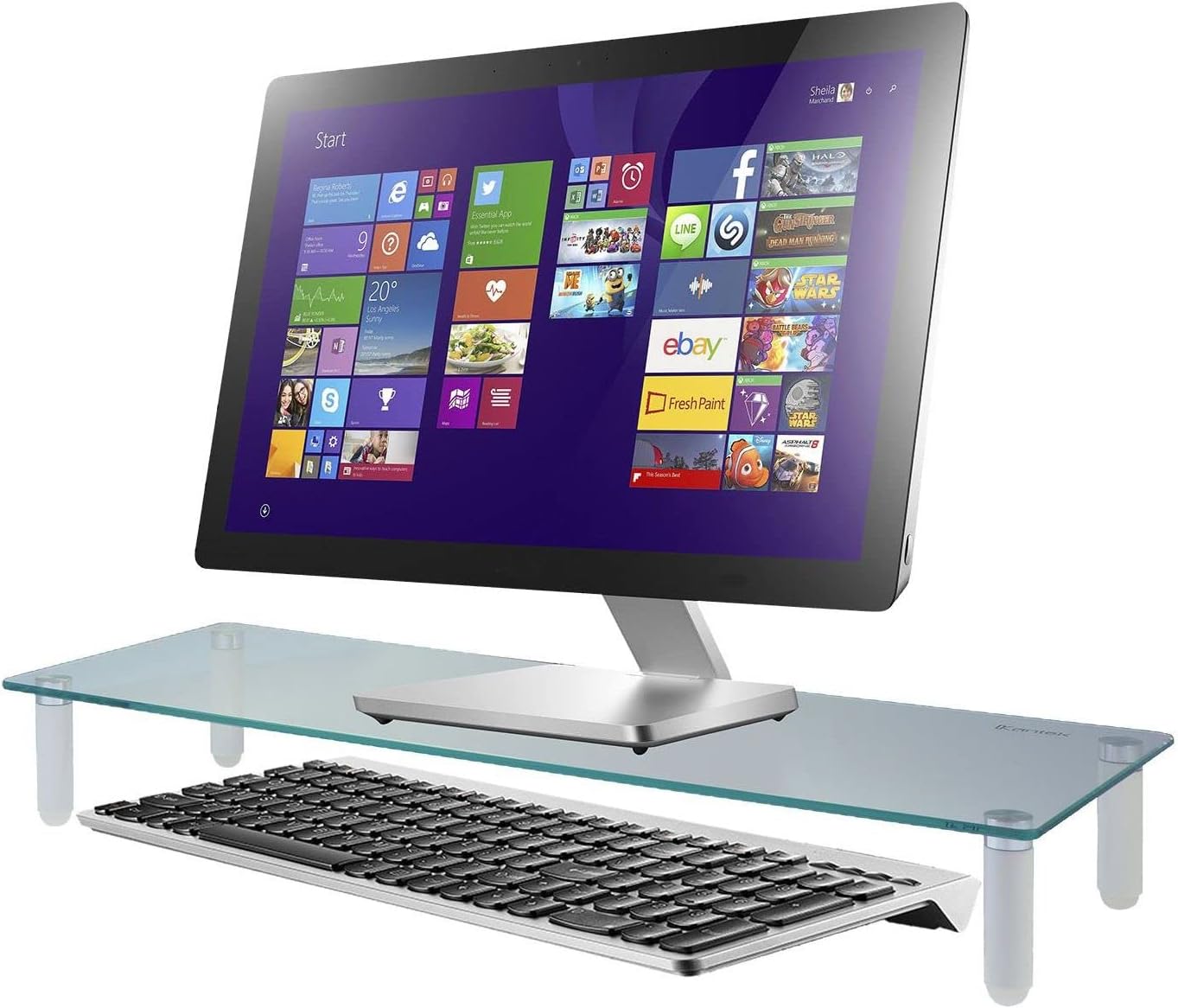 Glass Monitor Riser with 5mm Tempered Glass Platform and 40-Pound Capacity, 22-Inch W x 8.25-Inch D x 3.25-Inch H, Clear Glass (MS370) - view 5