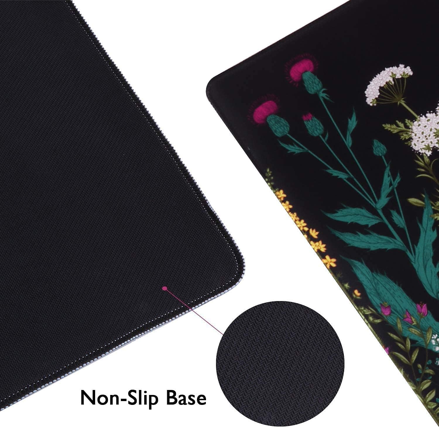 Desk Mat, Large Desk Mouse Pad for Desk,Home Office - Green Weeds | Desk Protector,Cottagecore Mouse Pad for Women with Smooth Lycra, Water-resistant, Non-slip Rubber Base and Stitched Edges - view 4