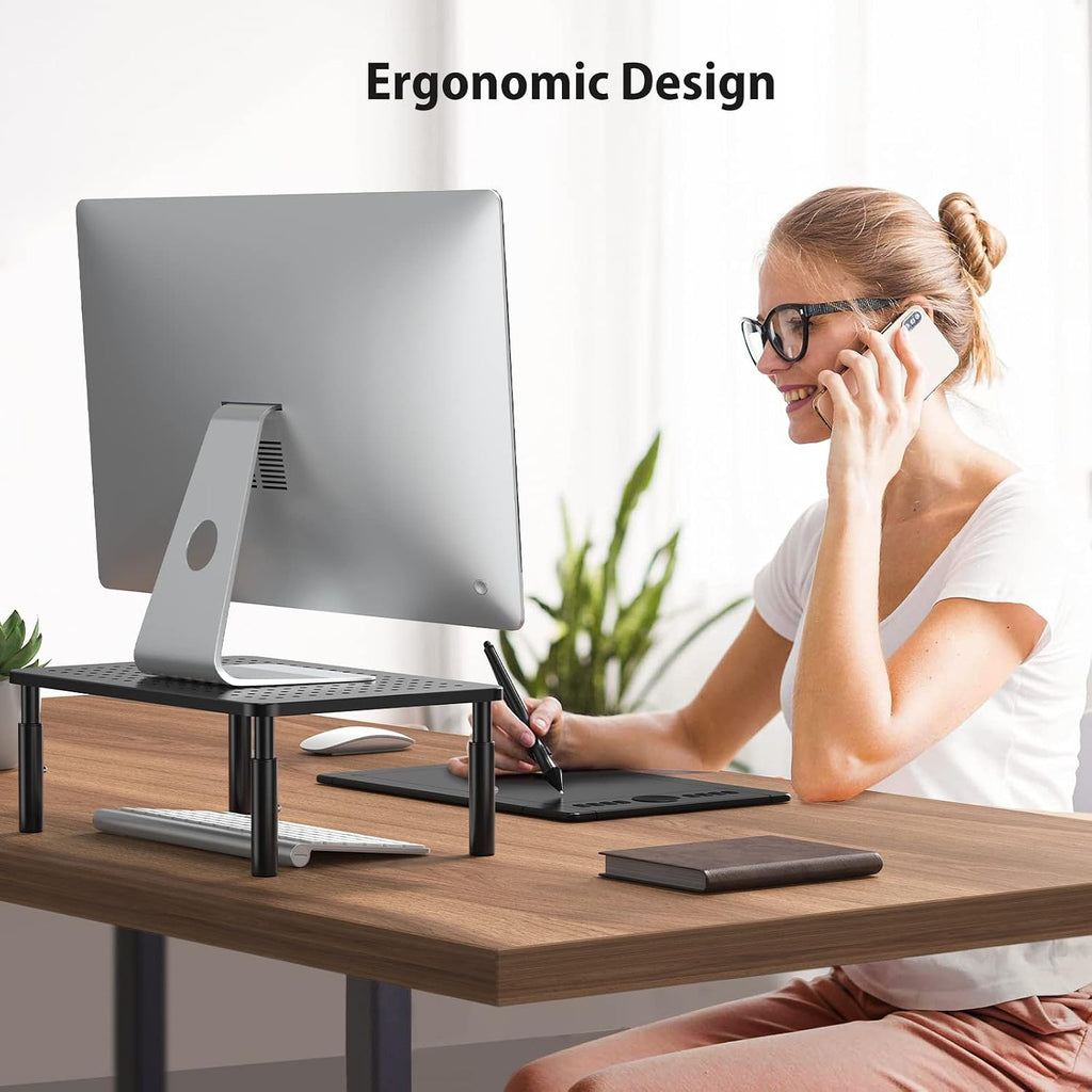 Monitor Stand, Monitor Riser 3 Height Adjustable, Laptop Stand Desk With Metal Vented Platform, Computer Stand for Printer, Laptop, PC Tower, Laptop Stand for Office & Home - view 7