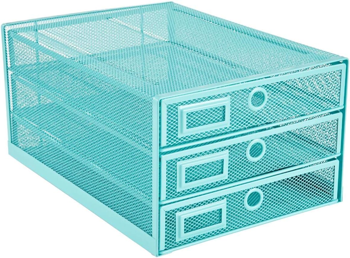 Desk Organizer Wire Mesh 3 Tier Sliding Drawers Paper Sorter/Multifunctional/Premium Solid Construction for Letters, Documents, Mail, Files, Paper, Kids' Art Supplies (Black) - view 5