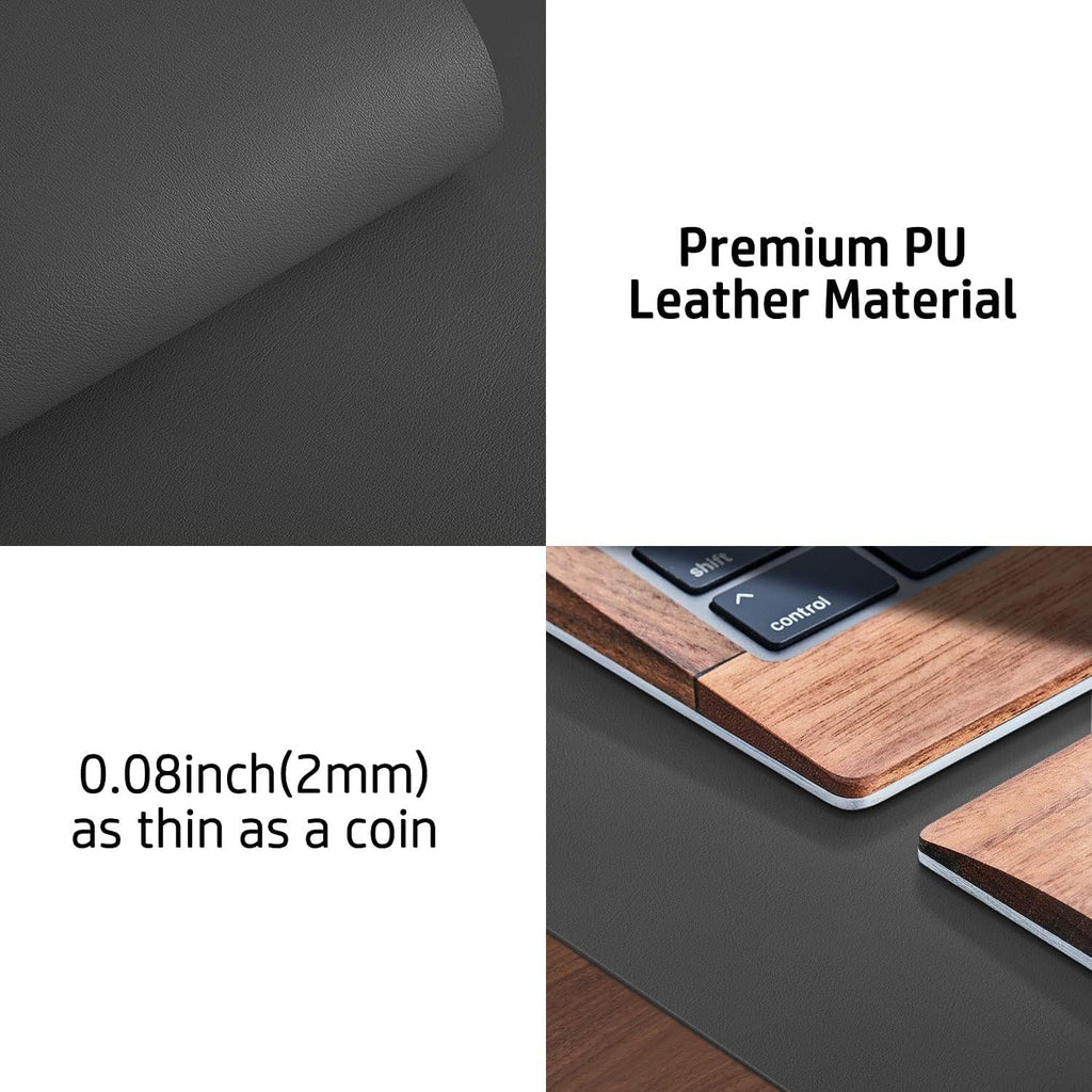 Leather desk pad protector, mouse pad, office desk mat, non-slip PU leather desk blotter, laptop desk pad, waterproof desk writing pad for office and home (gray, 23.6" x 13.7") - view 7