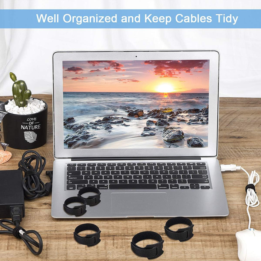 60 PCS 6 Inches Reusable Cable Ties, Adjustable Cord Straps Wire Organizer Cord Wrap and Hook Loop Cable Management - view 4