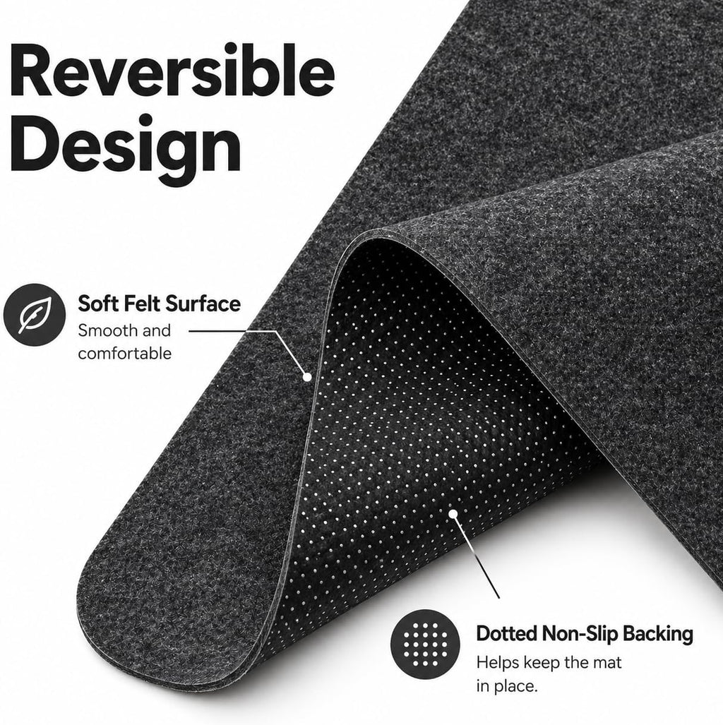 Premium Reversible Felt Desk Mat | Computer Pad for Keyboard & Mouse | Office & Home Workspace Protector (Light Gray, 36Inx12In) - view 4