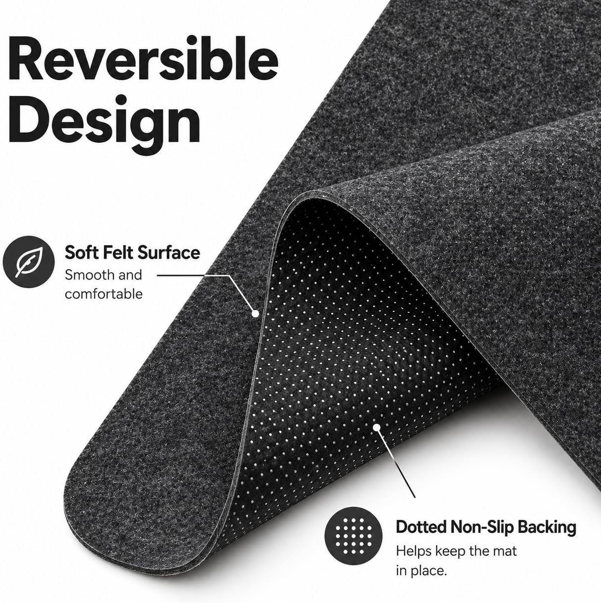 Premium Reversible Felt Desk Mat | Computer Pad for Keyboard & Mouse | Office & Home Workspace Protector (Light Gray, 36Inx12In) - view 4