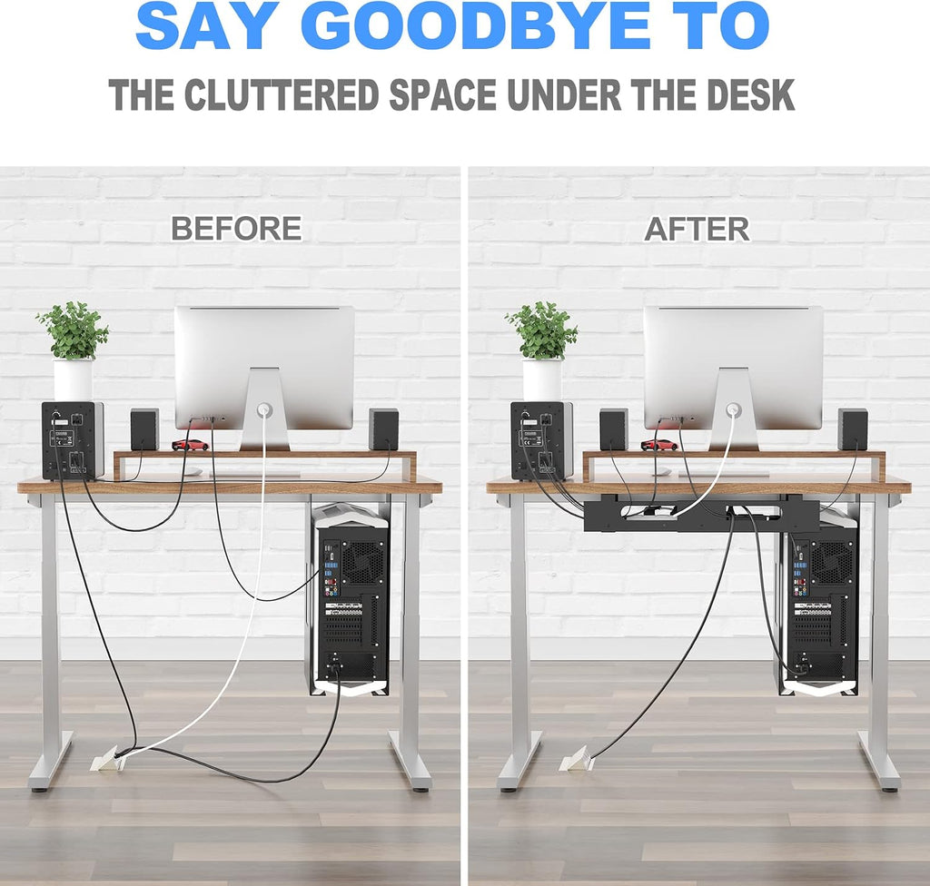 2PACKS Cable Management Under Desk Tray Adjustable Large Under Table Cord Wire Organizer for Standing Desk - view 7