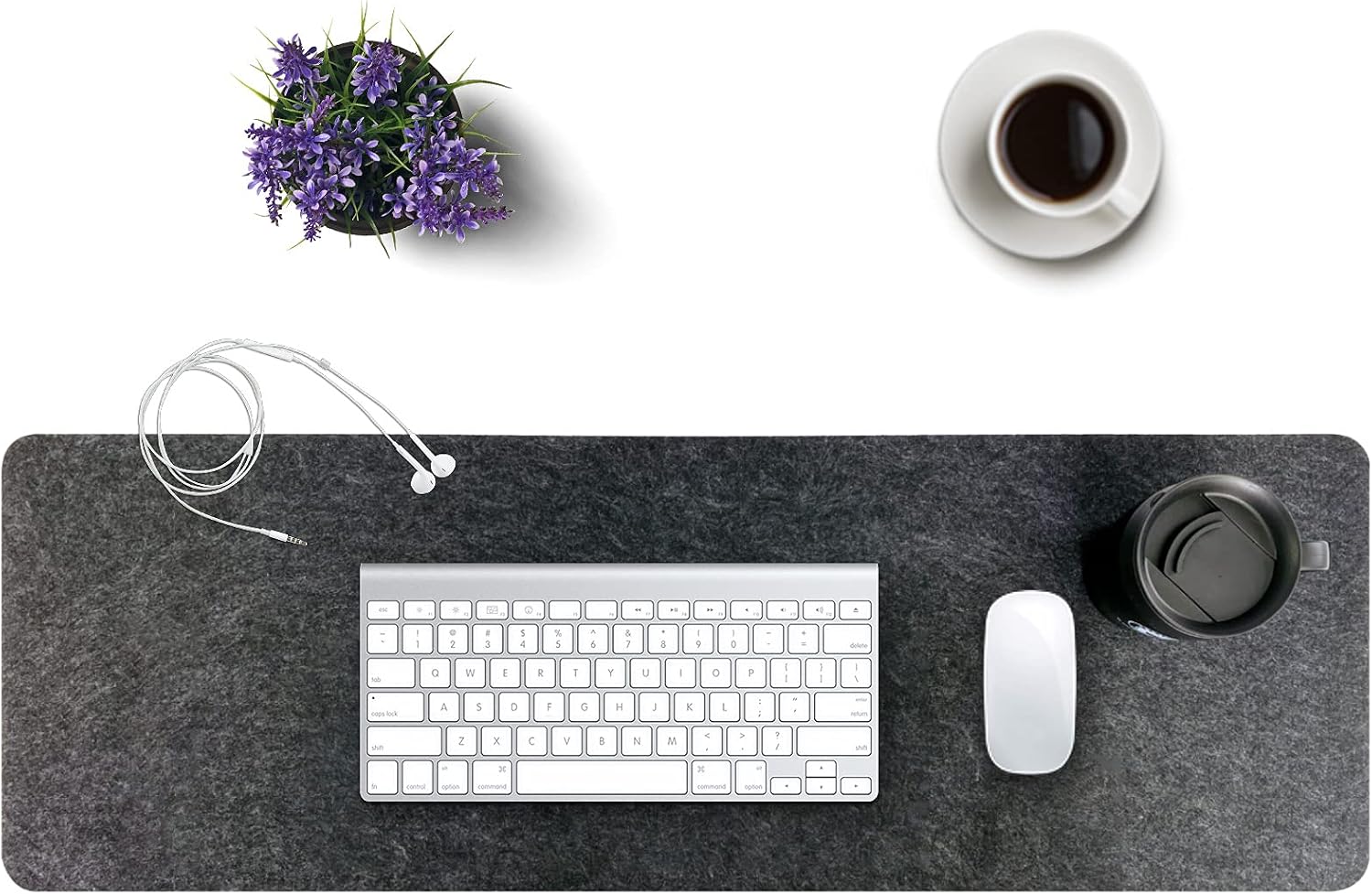Felt Desk Mat, Computer Mat for Desk, Dark Gray (36x12Inches) | Non-Slip Large Felt Mouse Pad and Keyboard Mat, Felt Desk Pad for Office and Home, Desktop Protection - view 3