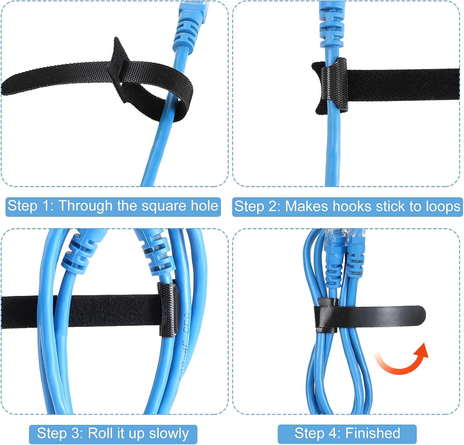 120PCS 6 Inch Reusable Cable Ties Wire Ties Cord Organizer Cable Organizer Adjustable Management Black - view 5