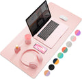 Dual-Sided Desk Pad Protector, Desk Mat with Non-Slip - Waterproof PU Leather Office Desk Blotter for Mouse, Keyboard, Writing,31.5" x 15.7",Pink