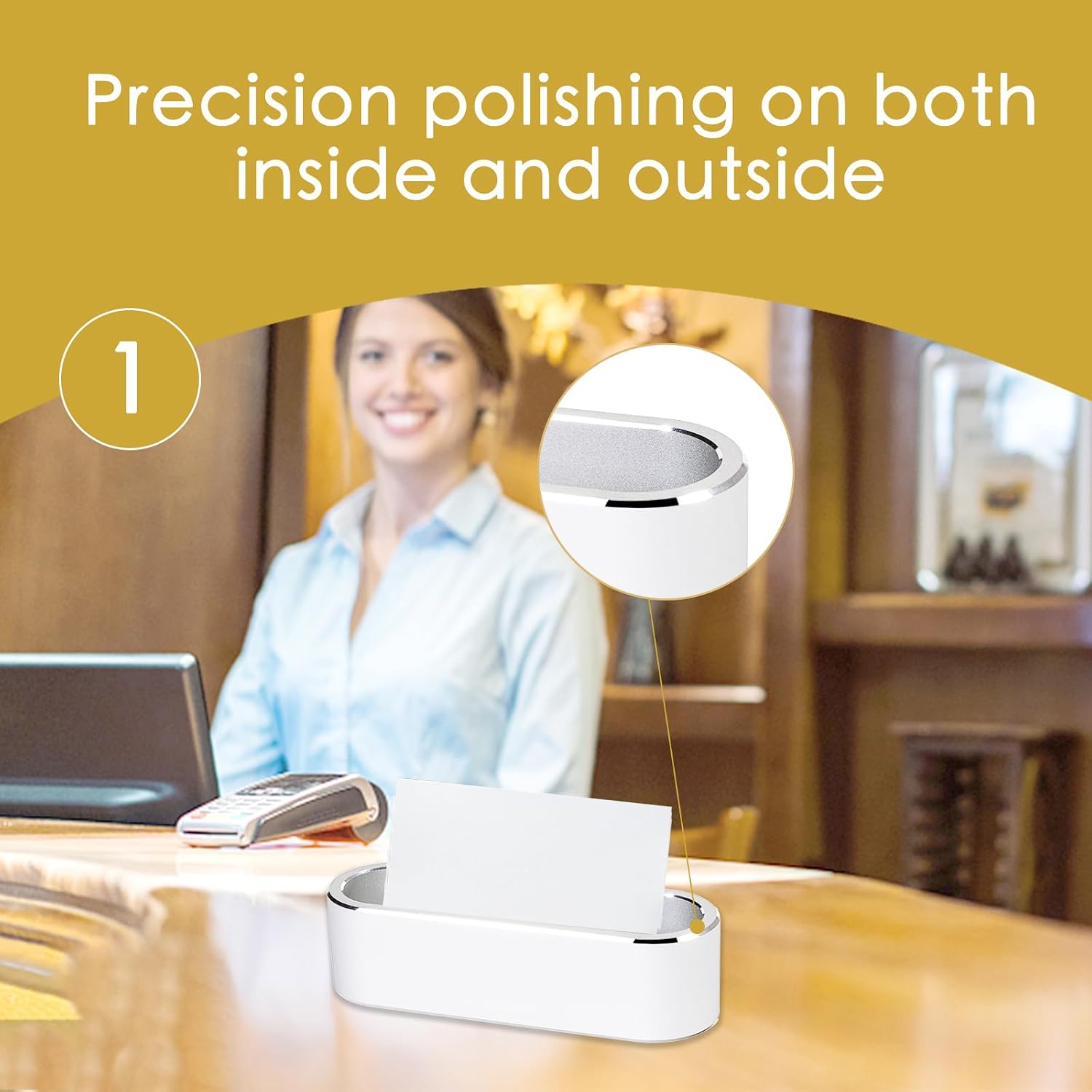 Aluminum Business Card Holder Display Office Business Card Stand Name Card Display Organizer for Desk - view 3