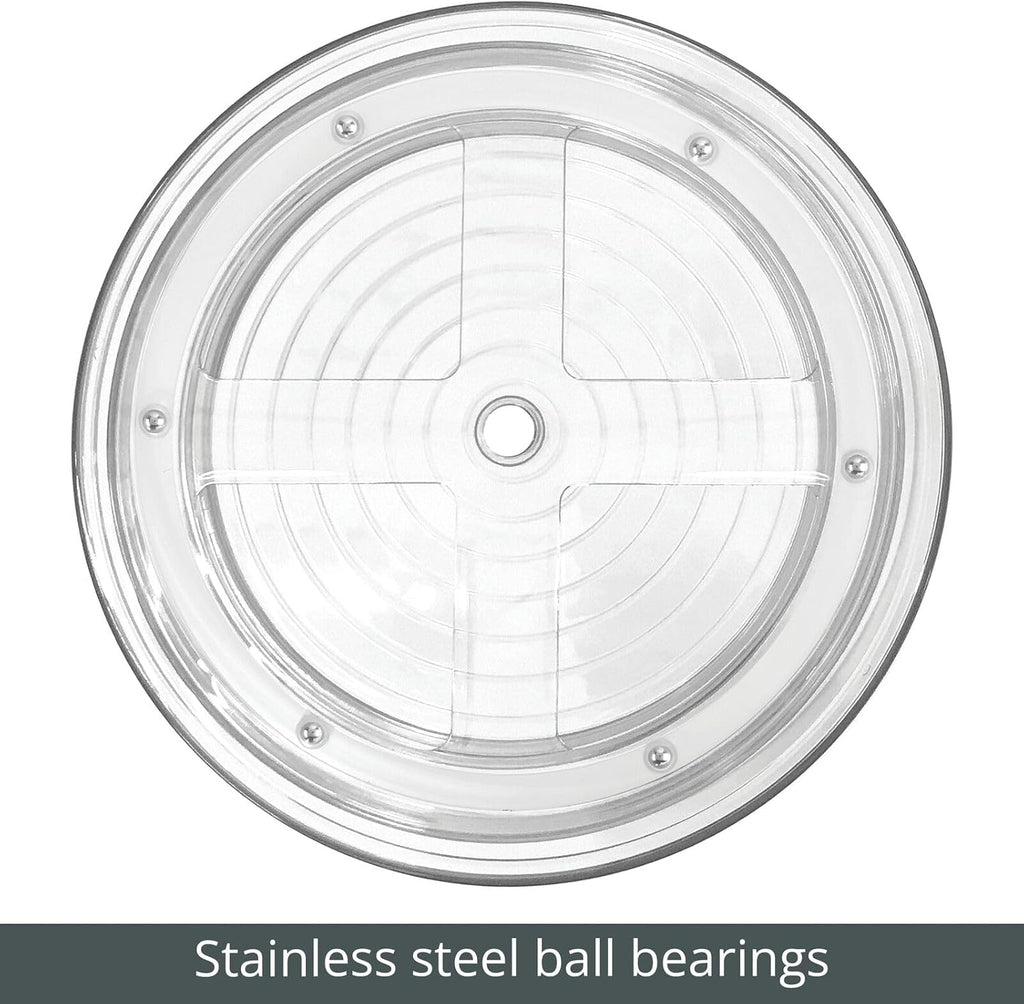2-Tier Lazy Susan Turntable for Kitchen Cabinets, Shelf, Table, Countertop, 9" Multi Level Rotating Organizer Carousel, Storage Turntable Organizer, Ligne Collection, 2 Pack, Clear/Chrome - view 6