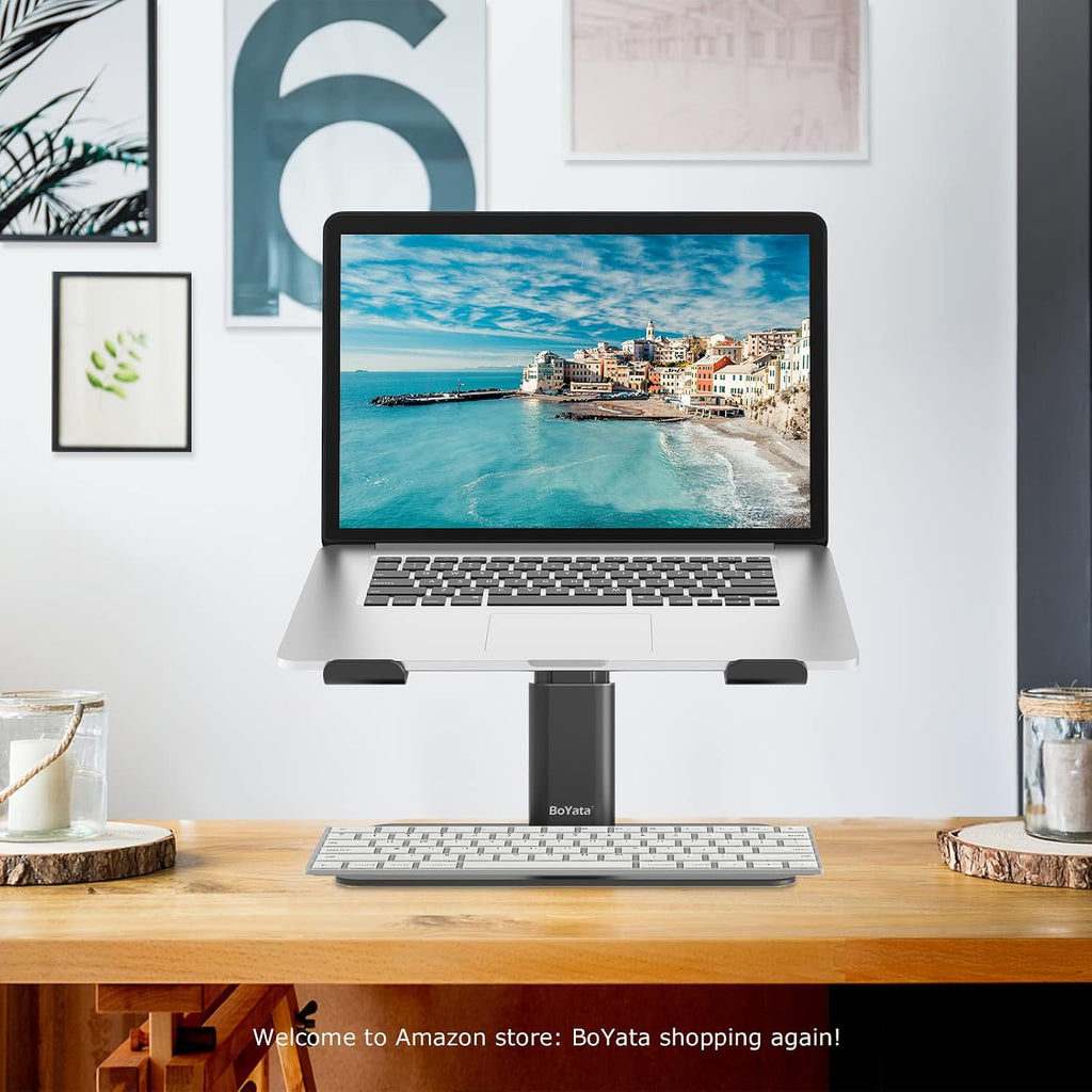 Laptop Stand, Height Adjustable Laptop Riser for 11-17" Laptops | Ergonomic Laptop Stand for Desk, Ventilated with U-Shaped Open Design, Sturdy Notebook Stand for 10-17'' Laptops, Black - view 7