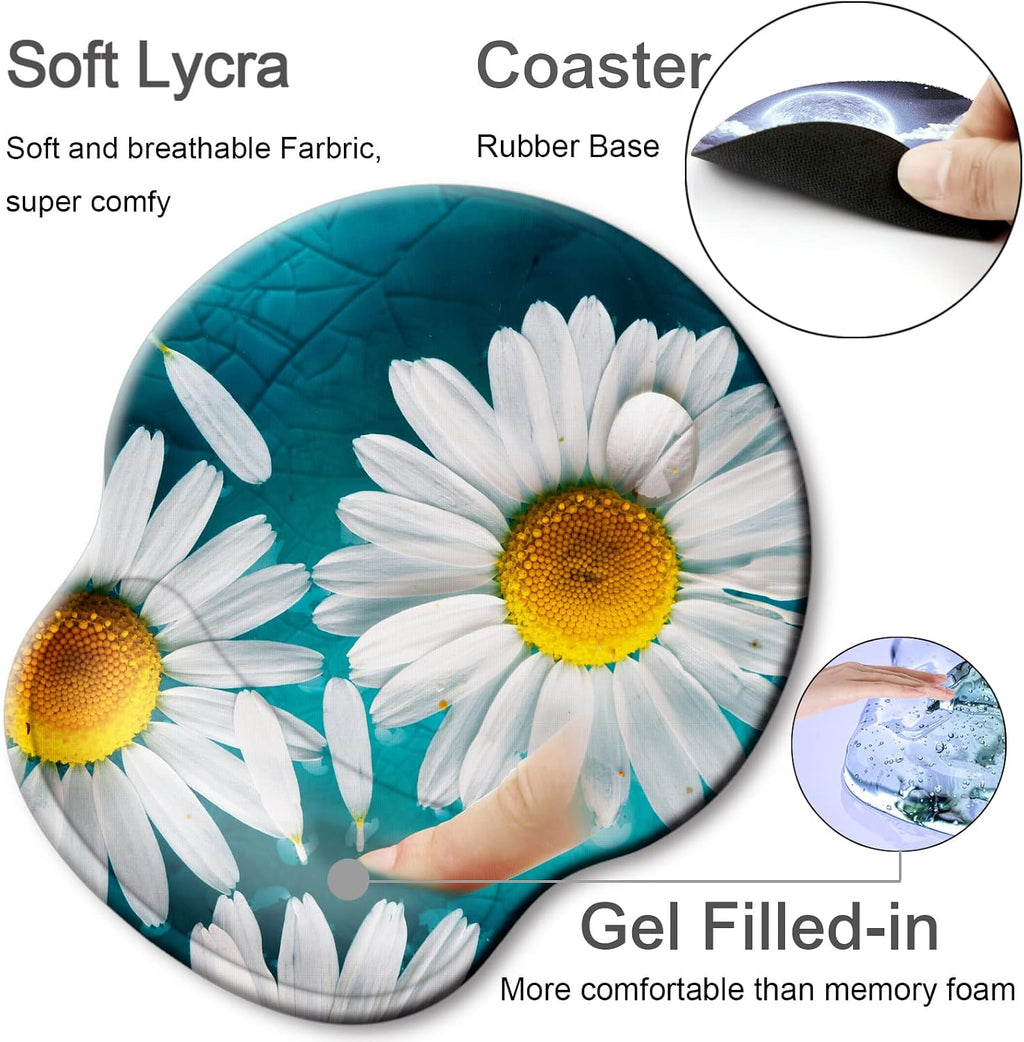 Ergonomic mouse pad with wrist rest support, gel mouse pads for desk | big mousepad with coaster non-slip & pain relief for computer, home & office desk decor - view 5
