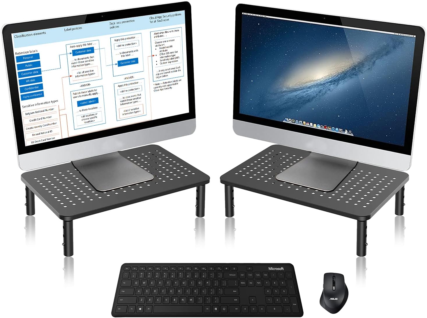 Monitor Stand Riser, Metal Computer Stand, 3 Height Adjustable Screen Riser with Mesh Platform for PS4, Laptop, Printer, Notebook and All Flat Screen, Holds Up to 20KG | 3 Height Adjustable Desk Riser for PS4, Laptop, Printer, Notebook and All Flat Screen - view 6