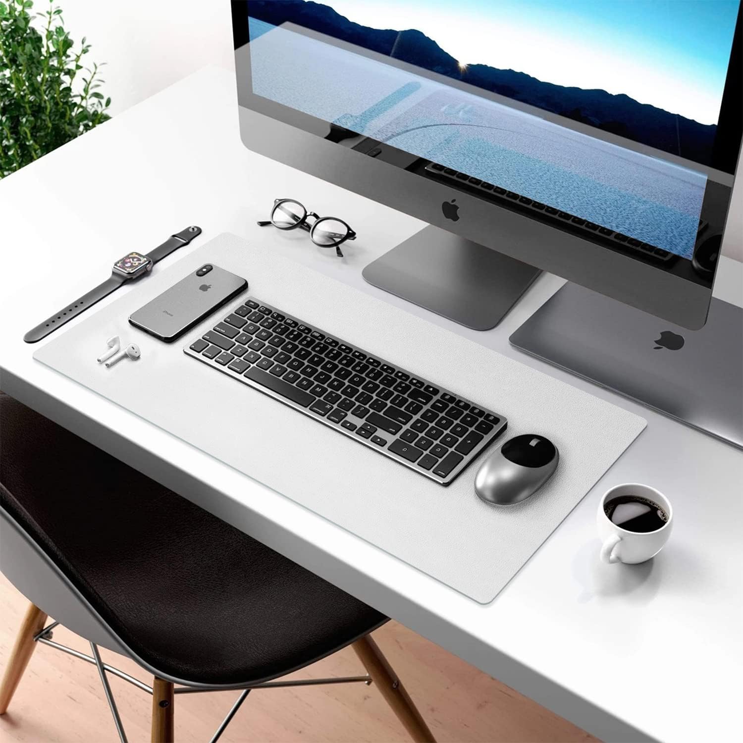 Double-Sided PU Leather Desk Pad - Non-Slip Large Mouse Pad & Desk Mat for Office, Home - Waterproof, Easy to Clean, Durable Dual-Sided Surface (23.6"x13.7", White) - view 4